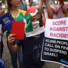 النبي صالح: نشطاء يرفعون البطاقات الحمراء دعما  لوقف عضوية الاحتلال في الفيفا