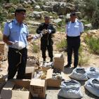 هندسة المتفجرات في الشرطة الفلسطينية تتلف كمية من الألعاب النارية