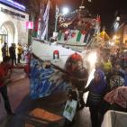 مجسم لسفينة أسطول الحرية يجوب شوارع رام الله