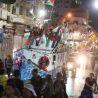 مجسم لسفينة أسطول الحرية يجوب شوارع رام الله