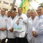 وقفة تضامنية مع الأسير المضرب محمد علان وسط الخليل