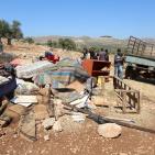 الاحتلال  يشرد  ثلاث اسربهدم مساكن وحظائر لعائلات بدوية شرق رام الله