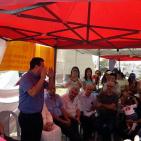 خيمة الاعتصام تضامنا مع المدارس الاهلية مقابل وزارة المعارف في الناصرة