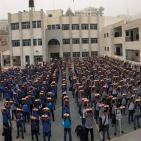 طابور الصباح في مدرسة ذكور تقوع الثانويه/بيت لحم.