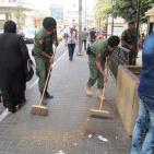 اﻻجهزه اﻻمنيه في نابلس  تشارك يوم حمله النظافة العالمي في نابلس