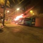 احتراق حافلة اسرائيلية في القدس المحتلة