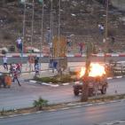 مواجهات  قرب المدخل الشمالي لمدينة البيرة على طريق مستوطنة بيت ايل