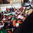 تشييع جثماني الشهيدين محمد شماسنة وعمر الفقيه في بلدة قطنا شمال غرب القدس،