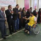 مباراة كرة السلة لذوي الاحتياجات الخاصة من الاعاقة الحركية بين فريقين من غزة والضفة في رام الله