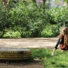 طلبة من مدرسة بكالوريا الرواد في نابلس يقومون بأعمال تنظيف لمنتزه جمال عبد الناصر