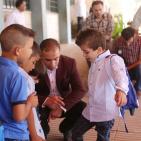 الطفل أحمد دوابشة في أول أيام الدراسة، وهو الناجي الوحيد من المحرقة التي استهدفت عائلته من قبل المستوطنين