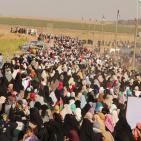 صور - اصابة عشرات النساء اثر قمع الاحتلال مسيرة شرق غزة