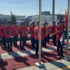 رفع العلم الفلسطيني وعزف النشيدين الفلسطيني والعراقي على ارض معرض بغداد الدولي