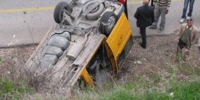 إصابة خمسة مواطنين في انقلاب مركبه على شارع حيفا غرب جنين