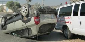 3 إصابات في حادث سير إنقلاب مركبة جنوب جنين