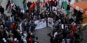 وقفه تضامنية مع الاسرى المضربين عن الطعام في مدينة رام الله هذا اليوم