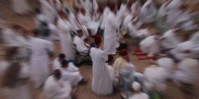 من حج الطائفة السامرية فجر اليوم في جبل جرزيم في مدينة نابلس