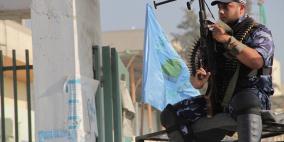 استعراض عسكري لوزارة الداخلية المقالة بغزة في ذكرى الحرب