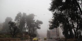 اجواء المنخفض الجوي في مدينة رام الله هذا اليوم