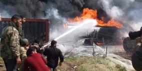 نشوب حريق هائل في مصنع للدهانات بحي الزيتون