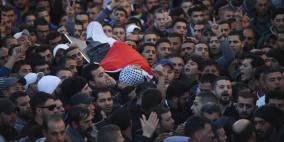 تشييع جثمان الشهيد محمود عبد الله عدوان 21 سنة في مخيم قلنديا