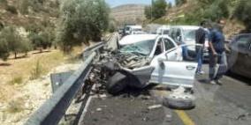 اصطدام جيب عسكري اسرائيلي بسيارة فلسطينية قرب عيون الحرامية