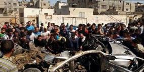 صور ..شهيدان واصابات في قصف سيارة غرب غزة