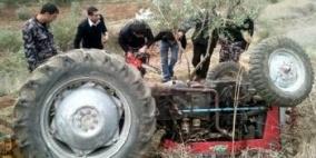 نابلس: اصابة ثلاثة مزارعين اثر انقلاب جرار زراعي