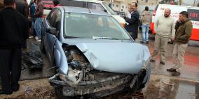 حادث سير في منطقة البالوع بمدينة البيرة وسقوط 3 اصابات