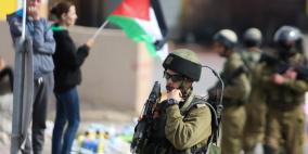 تظاهرة لنشطاء المقاومة الشعبية قرب حاجز حزما - القدس