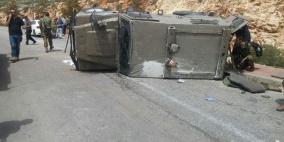 اصابة اربعة جنود اثر انقلاب دورية عسكرية اسرائيلية شمال رام الله