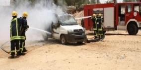 إحتراق مركبة في اليامون غرب جنين