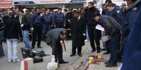 صور من ساحة الجريمة التي وقعت   في مدينة رام الله قرب مسجد جمال عبد الناصر