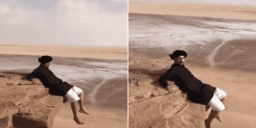 مشهد يحبس الأنفاس.. مغامر سعودي يجلس على حافة جبل!