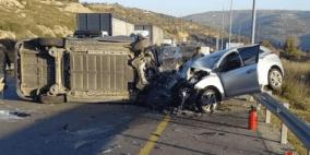 مصرع مواطن وإصابة 9 آخرين بحادث سير شرق قلقيلية