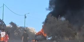 الاحتلال ومستوطنوه يهاجمون كفر قدوم شرق قلقيلية ويحرقون مركبتين