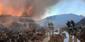 الدفاع المدني يسيطر على الحريق الهائل بمصنع الحديد في اريحا