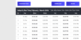 إمساكية رمضان 2026 في هولندا | مواعيد الصلاة 1447 أمستردام