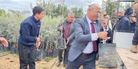 وزارة الزراعة توزع 3106 أشجار زيتون و36 خزان مياه على مزارعين في محافظة جنين