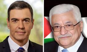 الرئيس عباس يجتمع مع رئيس الوزراء الإسباني