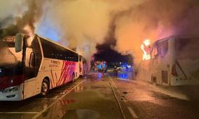 احتراق ثلاث حافلات مشارف مدينة حيفا