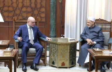 وفد القيادات الدينية الفلسطينية يبحث مع شيخ الأزهر سبل حماية المسجد الأقصى المبارك 