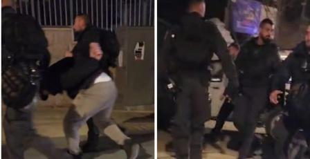 الاحتلال يعتدي على المصلين ويعتقل عددا من الشبان عند باب الساهرة