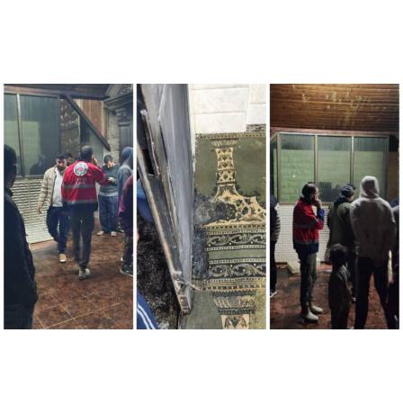 مستعمرون يحرقون مسجدا في قرية دوما جنوب نابلس