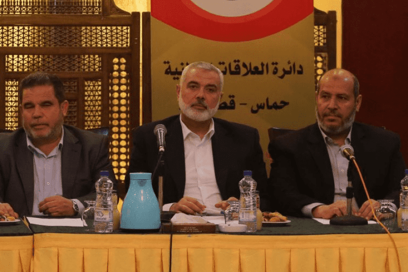 هنية والحية والبردويل خلال مؤتمر صحفي
