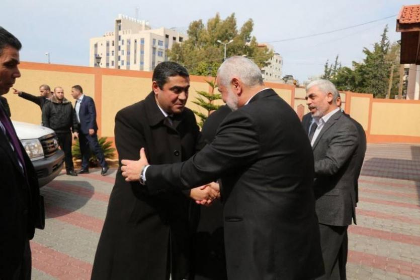 الوفد الأمني المصري لدى وصوله غزة- ارشيف