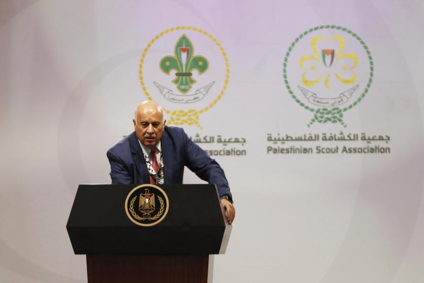الرجوب خلال افتتاح المؤتمر الوطني الأول للكشافة