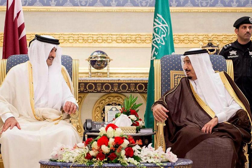 الملك سلمان بن عبدالعزيز ال سعود و أمير قطر الشيخ تميم بن حمد ال ثاني