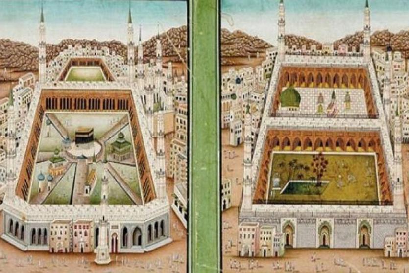 رسم بانورامي نادر للكعبة