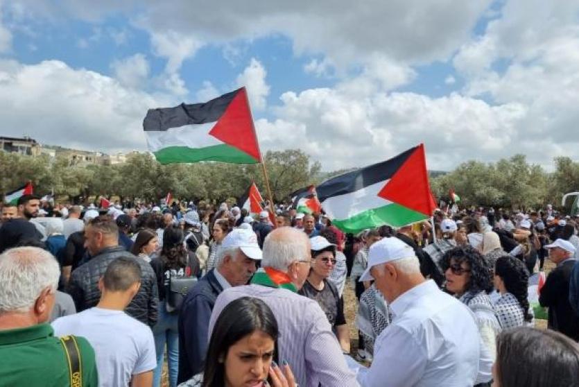 جموع فلسطينية قبيل انطلاق مسيرة العودة 25 إلى ميعار، اليوم